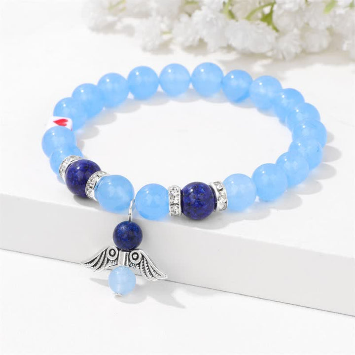 Bracelet pendentif aile d'ange en perles de pierre naturelle Olivenorma de 8 mm 