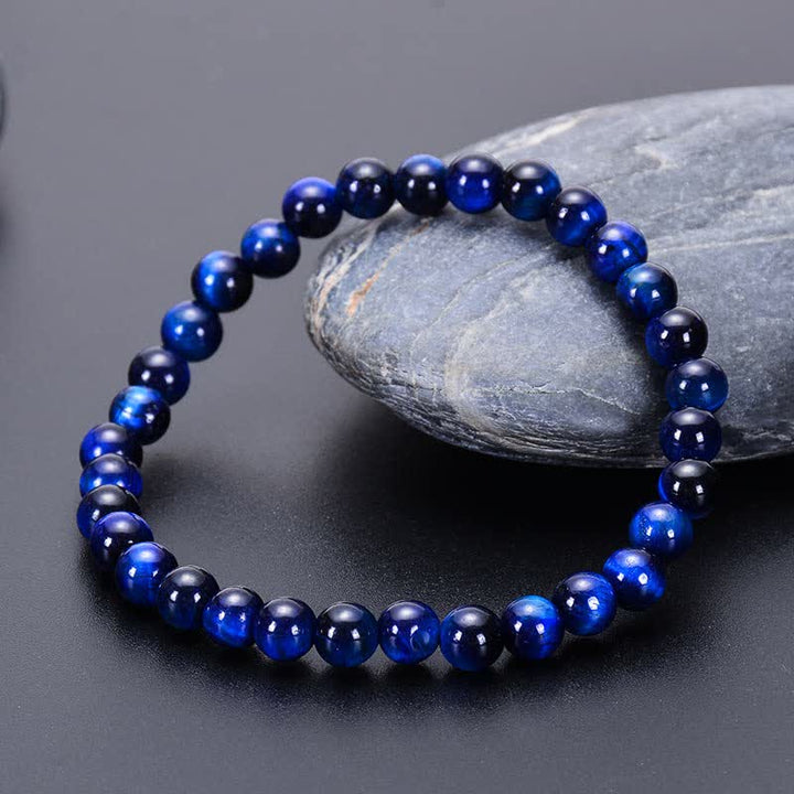 Bracelet en perles d'œil de tigre bleu naturel de 8 mm Olivenorma 
