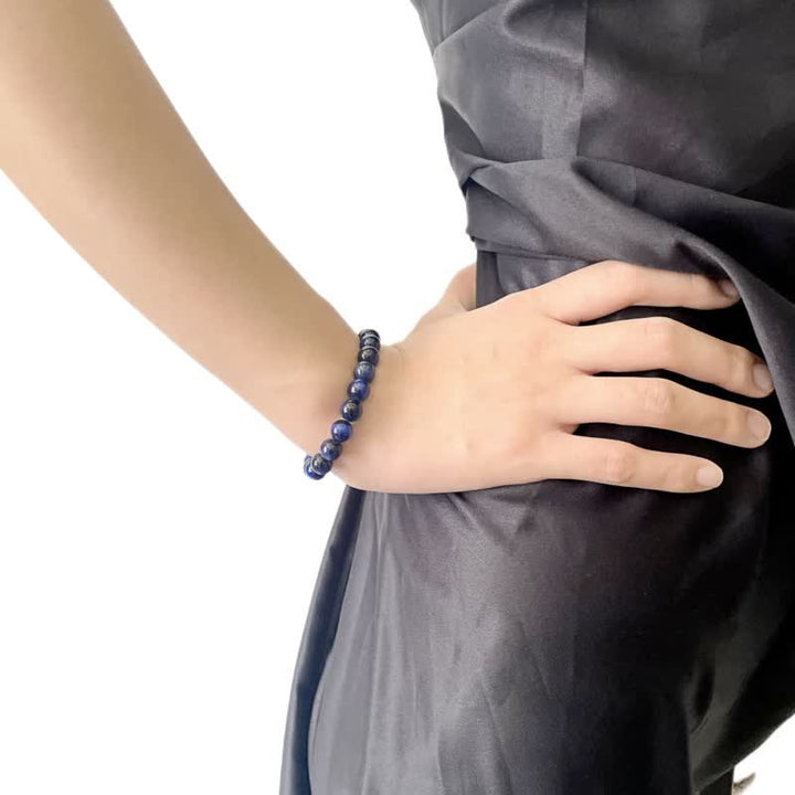 Bracelet en perles d'œil de tigre bleu naturel de 8 mm Olivenorma 