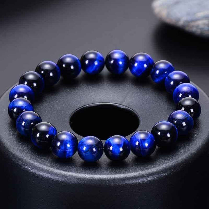 Bracelet en perles d'œil de tigre bleu naturel de 8 mm Olivenorma 
