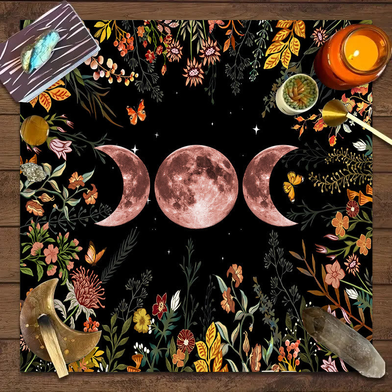 Nappe de tarot divinatoire avec symbole de la triple déesse de la lune Olivenorma