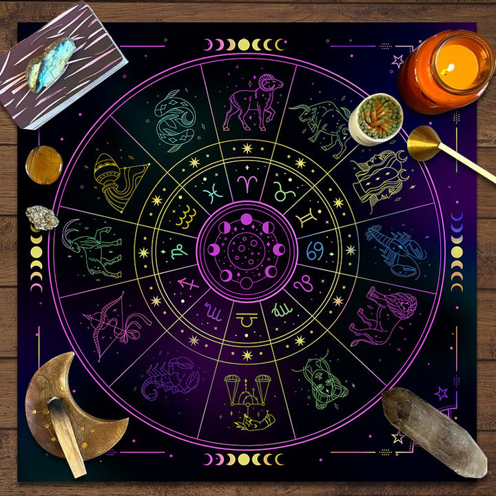 Nappe de tarot divinatoire signes du zodiaque constellations Olivenorma 