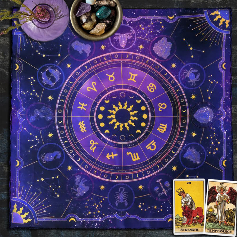 Nappe de tarot divinatoire signes du zodiaque constellations Olivenorma 