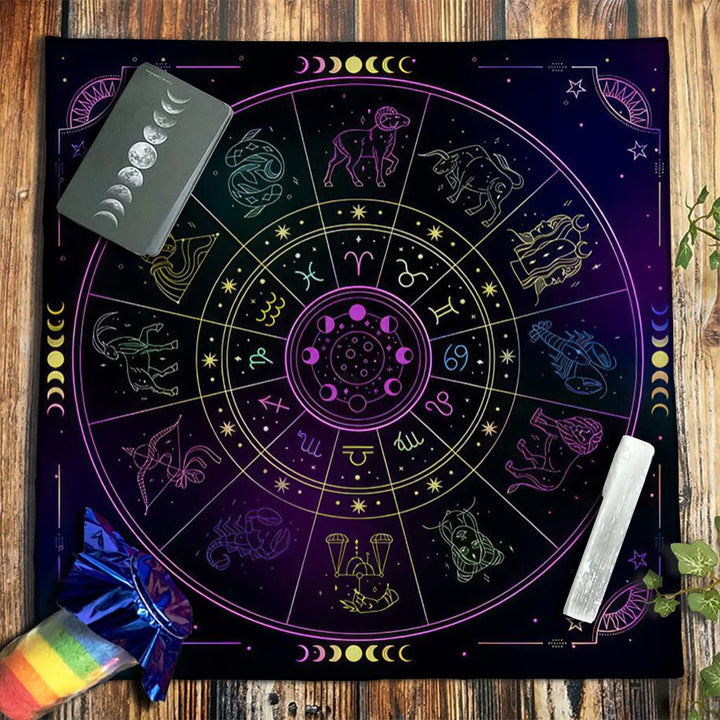 Nappe de tarot divinatoire signes du zodiaque constellations Olivenorma 
