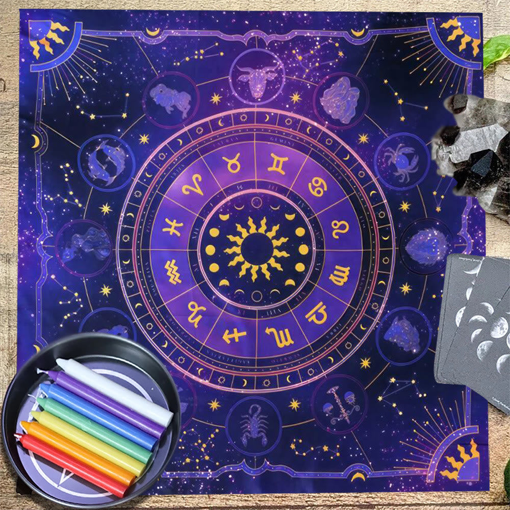 Nappe de tarot divinatoire signes du zodiaque constellations Olivenorma 