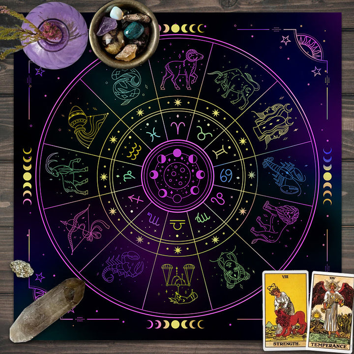 Nappe de tarot divinatoire signes du zodiaque constellations Olivenorma 