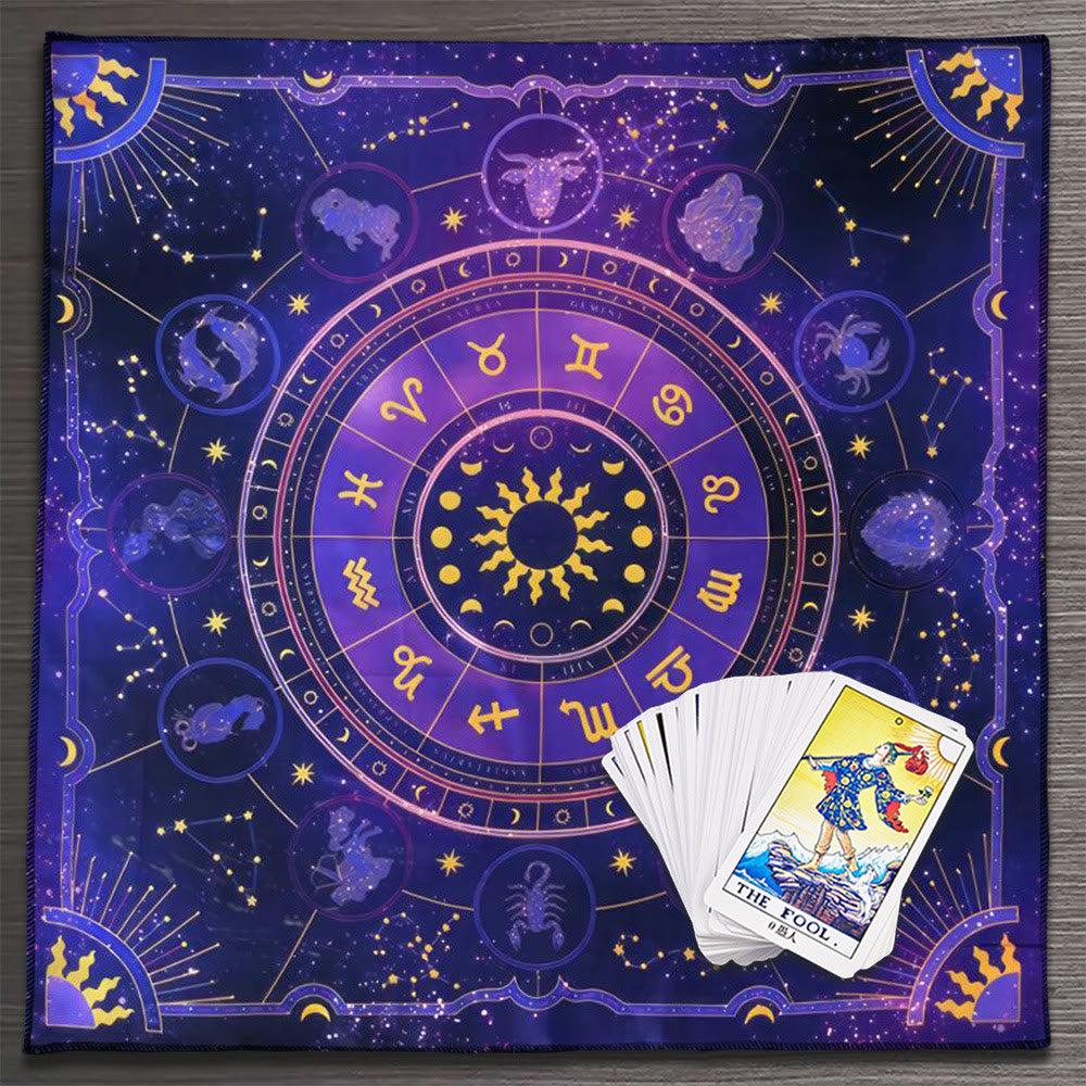 Nappe de tarot divinatoire signes du zodiaque constellations Olivenorma 