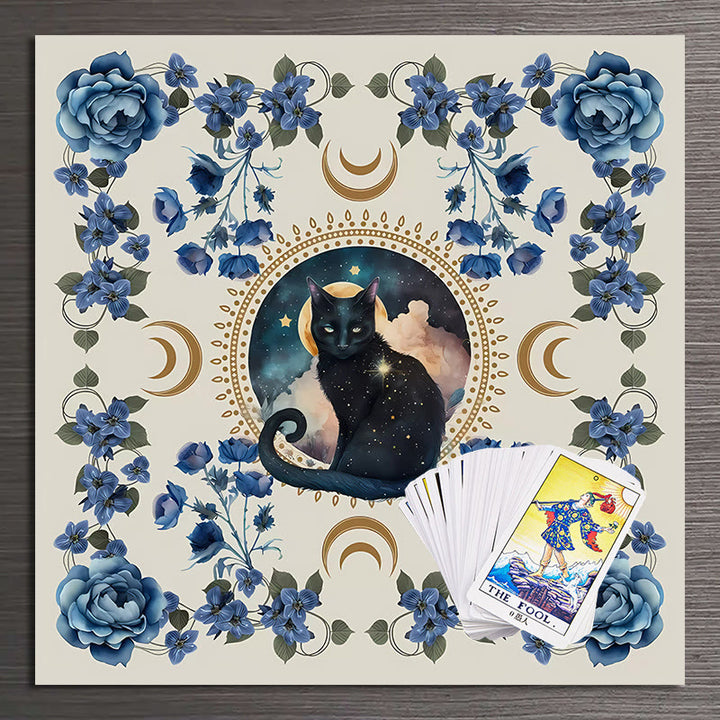 Nappe de tarot divinatoire avec chat signe divin Olivenorma 