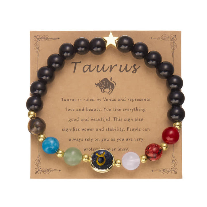 Bracelet pendentif pentagramme du zodiaque en perles de pierre naturelle Olivenorma 