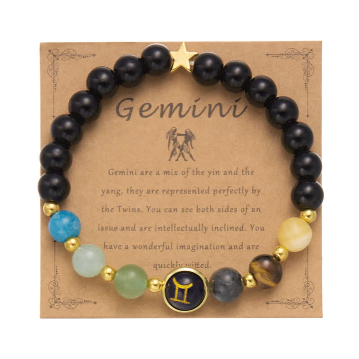 Bracelet pendentif pentagramme du zodiaque en perles de pierre naturelle Olivenorma 