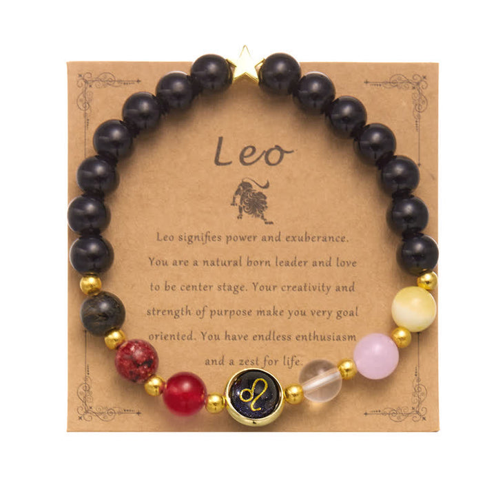 Bracelet pendentif pentagramme du zodiaque en perles de pierre naturelle Olivenorma 