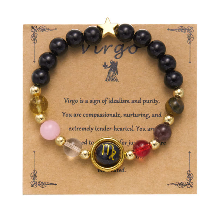 Bracelet pendentif pentagramme du zodiaque en perles de pierre naturelle Olivenorma 