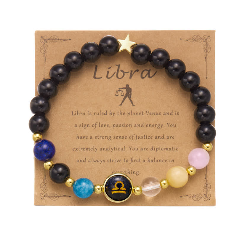Bracelet pendentif pentagramme du zodiaque en perles de pierre naturelle Olivenorma 