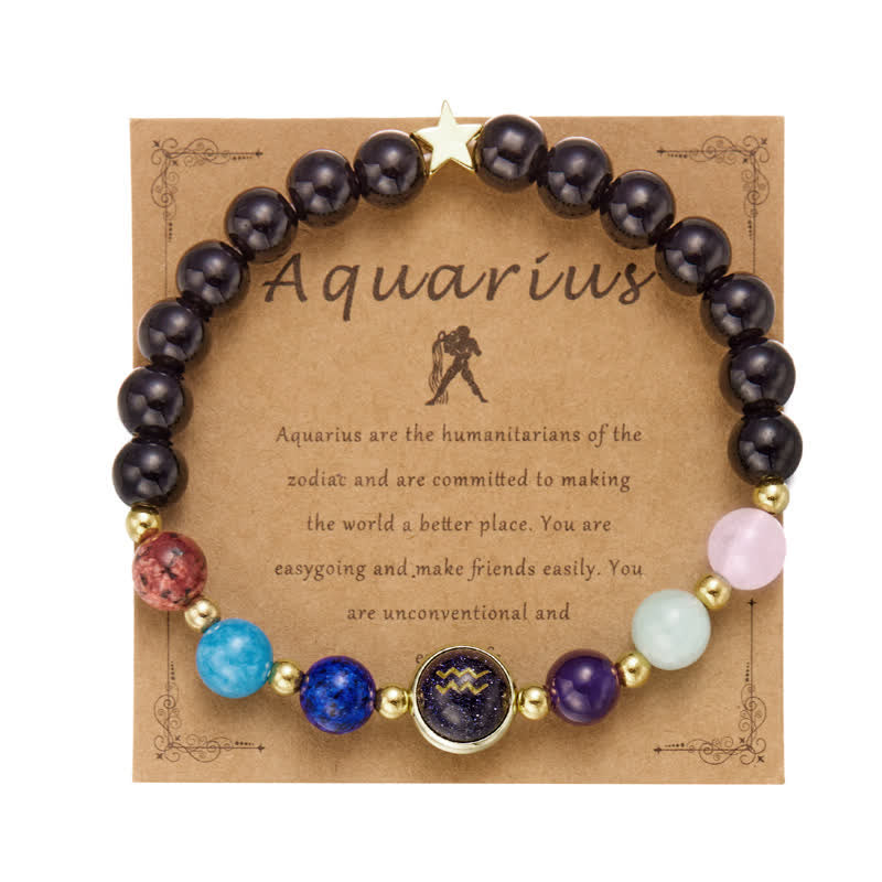 Bracelet pendentif pentagramme du zodiaque en perles de pierre naturelle Olivenorma 