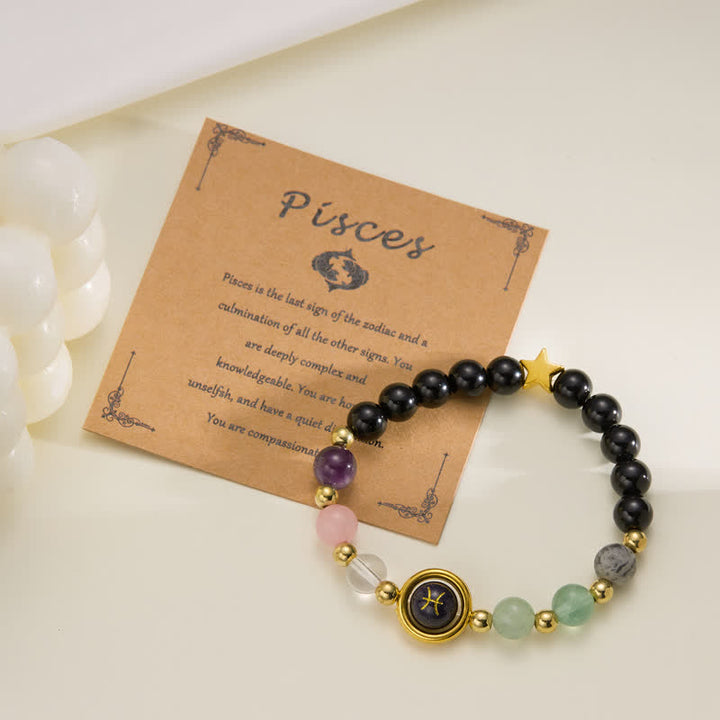 Bracelet pendentif pentagramme du zodiaque en perles de pierre naturelle Olivenorma 