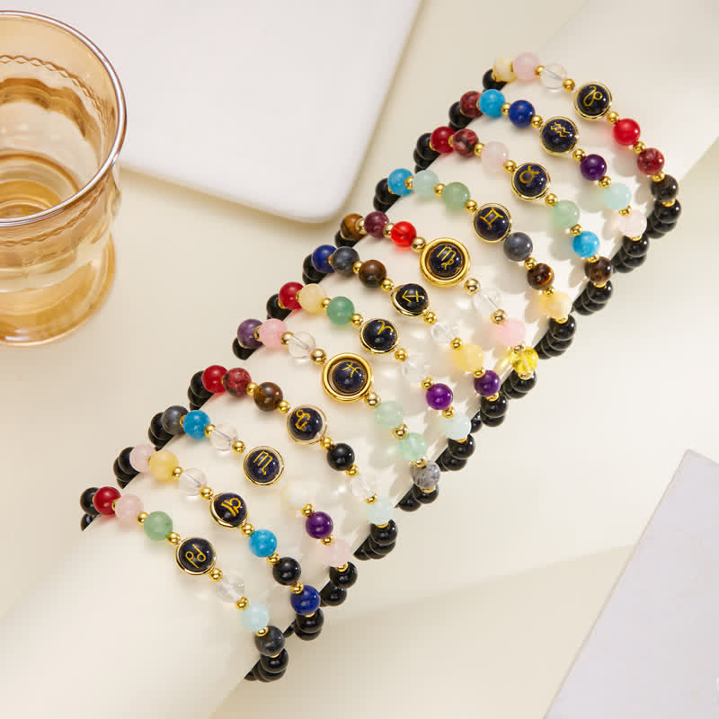 Bracelet pendentif pentagramme du zodiaque en perles de pierre naturelle Olivenorma 