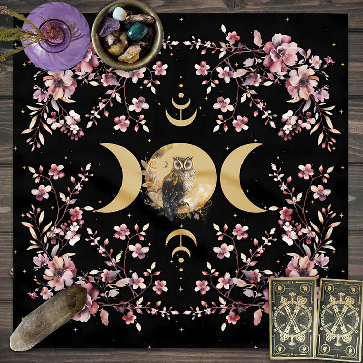 Nappe de tarot Olivenorma Chouette &amp; Sorcière Phase de Lune 