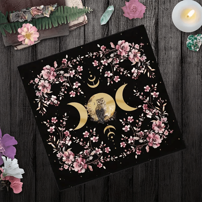 Nappe de tarot Olivenorma Chouette &amp; Sorcière Phase de Lune 