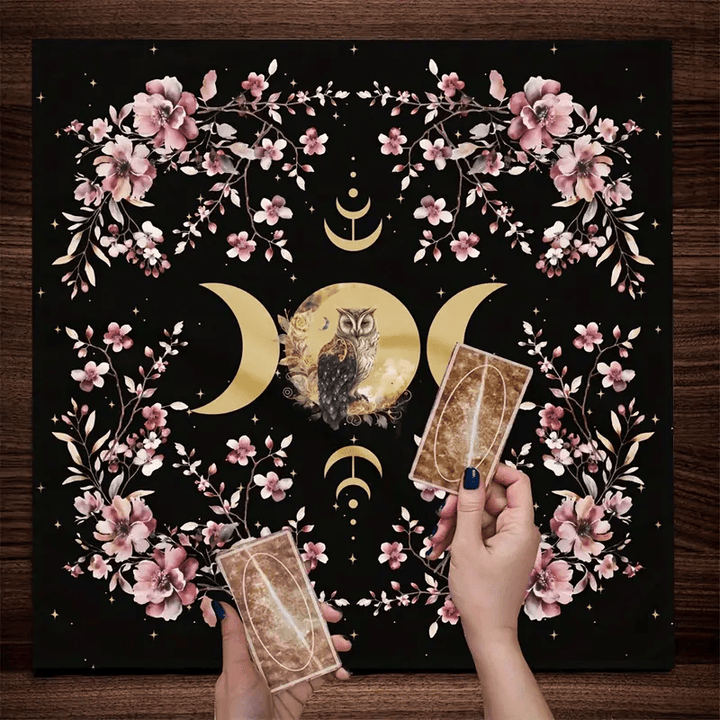 Nappe de tarot Olivenorma Chouette &amp; Sorcière Phase de Lune 