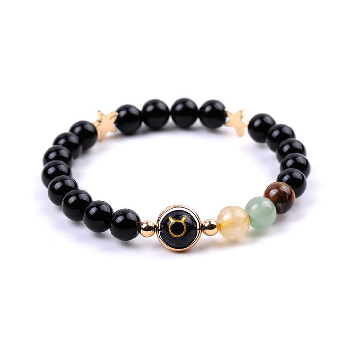 Bracelet double pentagramme du zodiaque en perles de pierre naturelle Olivenorma 