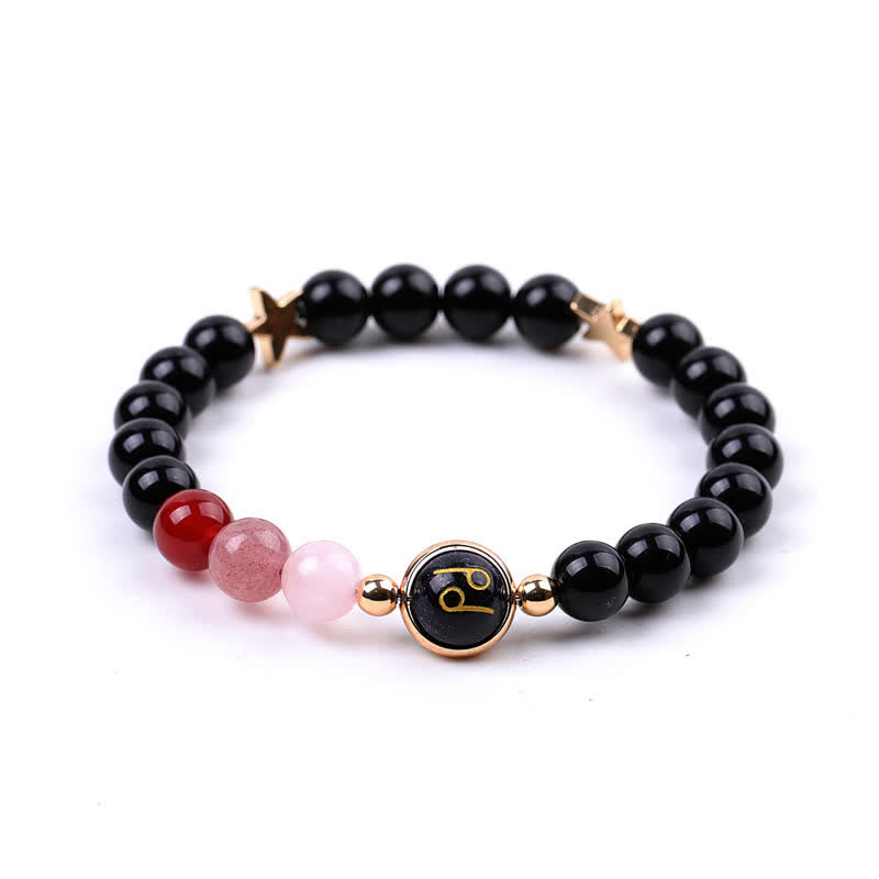 Bracelet double pentagramme du zodiaque en perles de pierre naturelle Olivenorma 