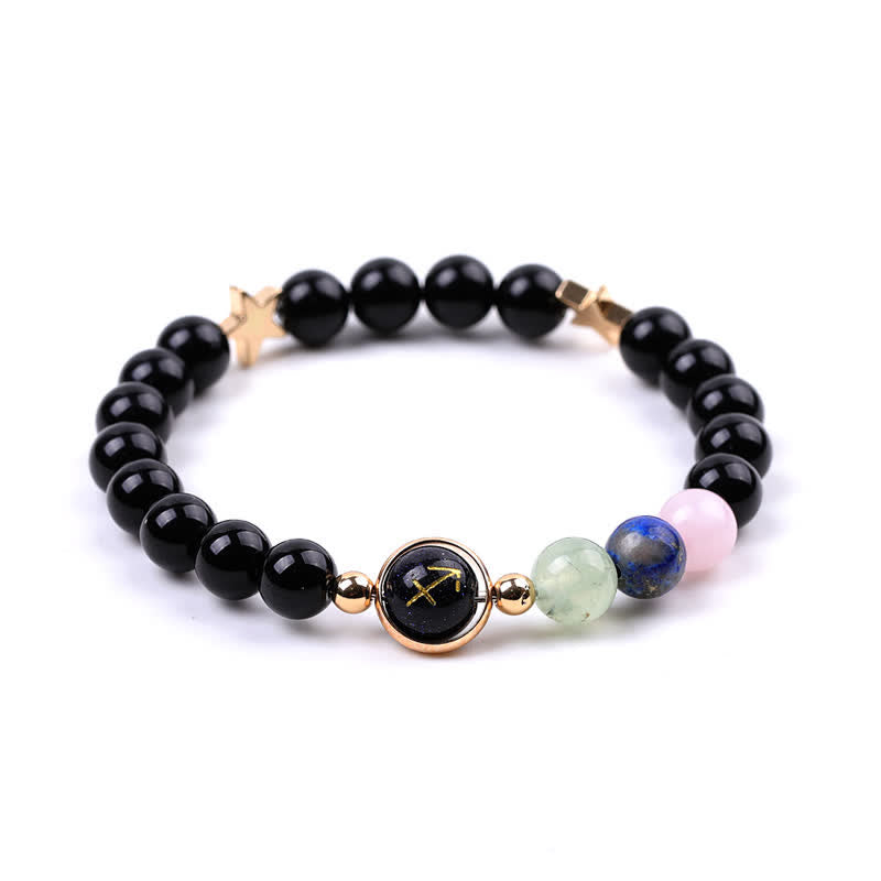 Bracelet double pentagramme du zodiaque en perles de pierre naturelle Olivenorma 