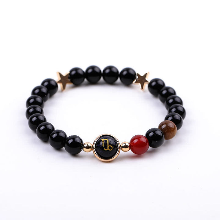 Bracelet double pentagramme du zodiaque en perles de pierre naturelle Olivenorma 
