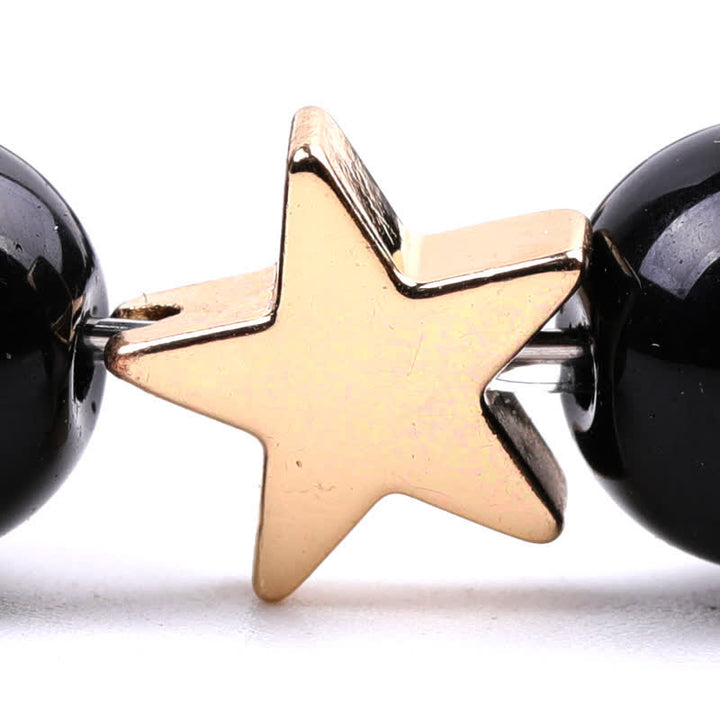 Bracelet double pentagramme du zodiaque en perles de pierre naturelle Olivenorma 