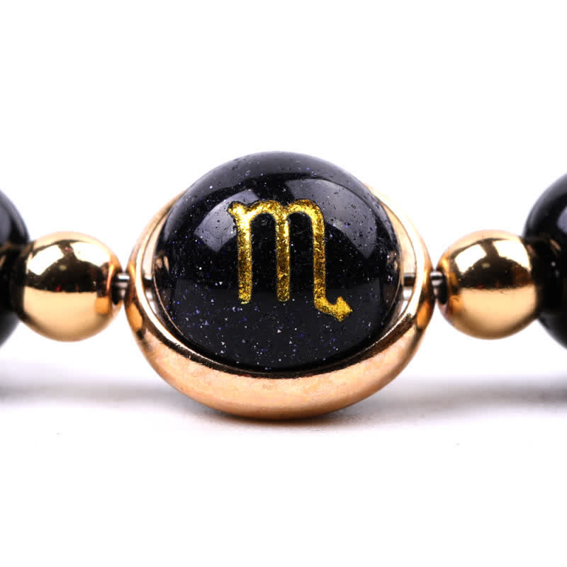 Bracelet double pentagramme du zodiaque en perles de pierre naturelle Olivenorma 