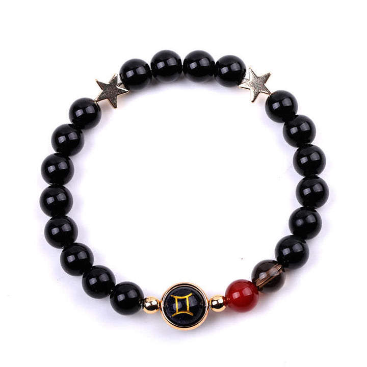Bracelet double pentagramme du zodiaque en perles de pierre naturelle Olivenorma 