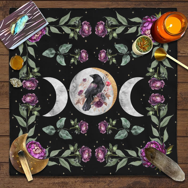 Nappe de tarot Olivenorma Corbeau &amp; Fleurs 