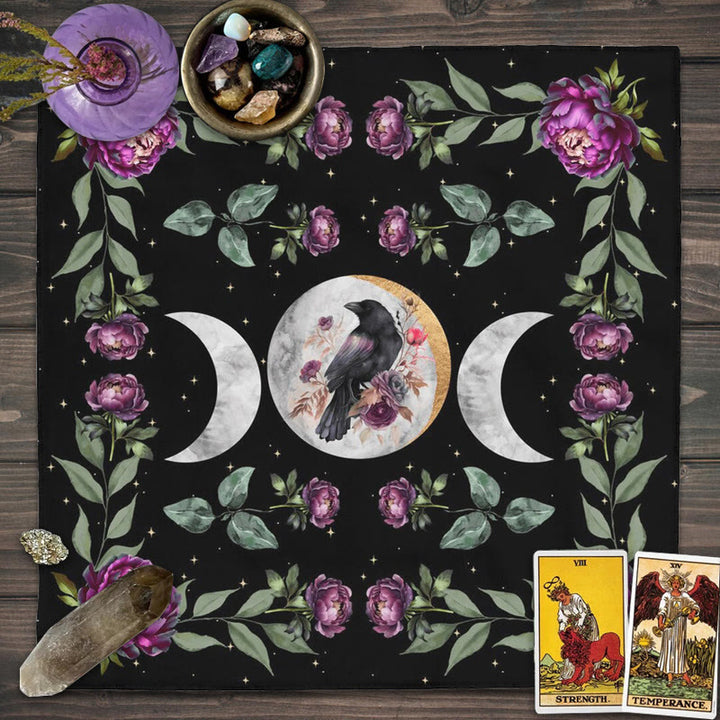 Nappe de tarot Olivenorma Corbeau &amp; Fleurs 