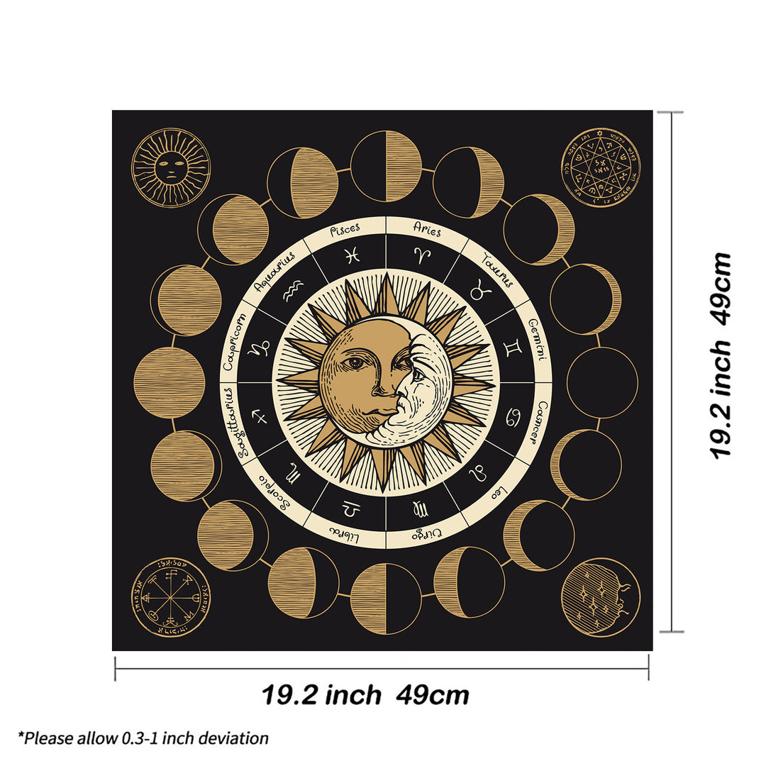 Nappe de tarot du zodiaque avec la roue astrologique des phases de la lune Olivenorma 