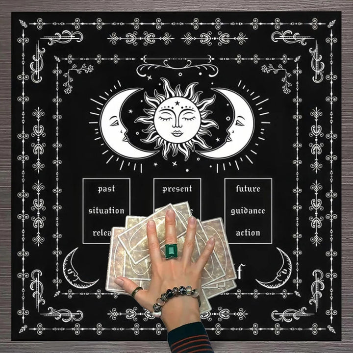 Nappe de tarot Olivenorma Connais-toi-même toi-même Lune et Soleil 