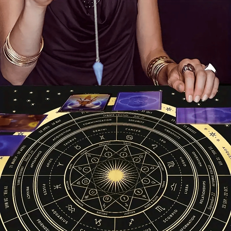 Nappe de tarot de la roue de l'année de l'astrologie du zodiaque Olivenorma 
