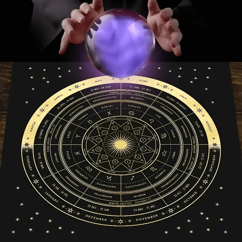 Nappe de tarot de la roue de l'année de l'astrologie du zodiaque Olivenorma 