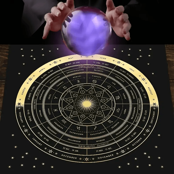 Nappe de tarot de la roue de l'année de l'astrologie du zodiaque Olivenorma 