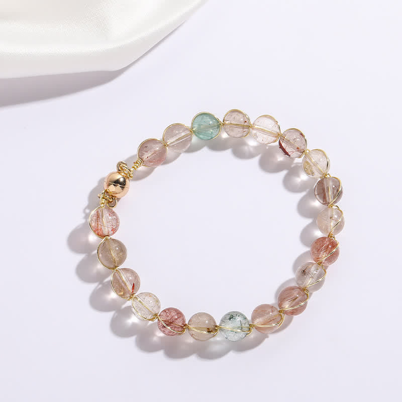 Bracelet en perles de quartz rutile couleurs Olivenorma 