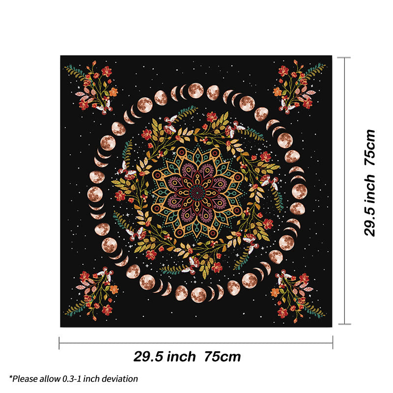 Nappe de tarot astrologique avec mandala des phases de la lune Olivenorma 