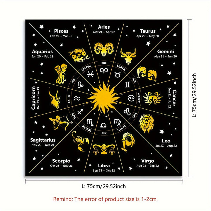 Nappe de tarot divinatoire avec 12 constellations du zodiaque Olivenorma 