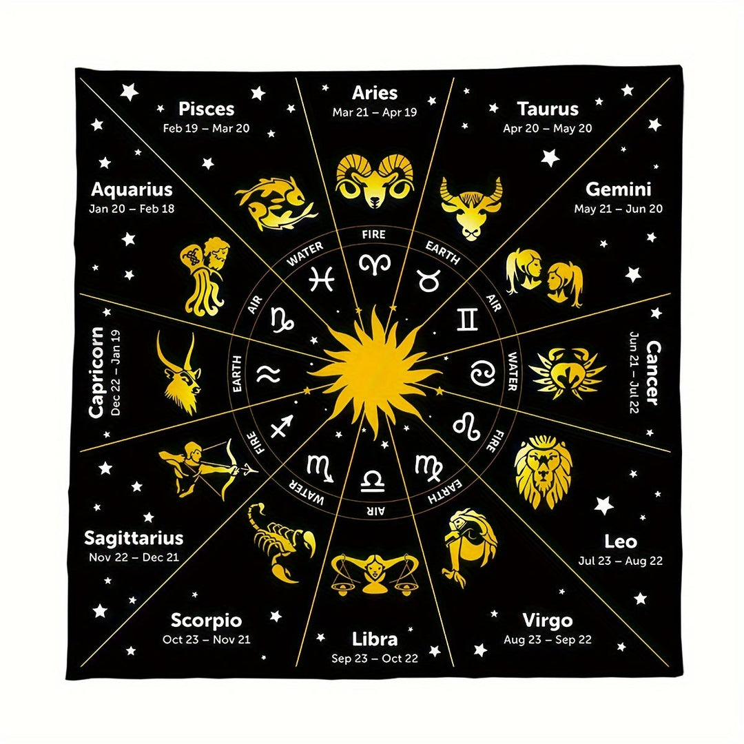 Nappe de tarot divinatoire avec 12 constellations du zodiaque Olivenorma 