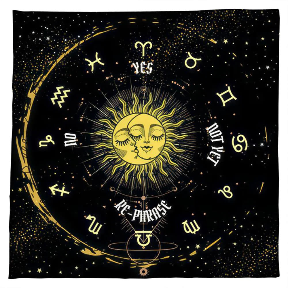 Nappe de tarot du zodiaque Olivenorma avec soleil étoilé et lune 