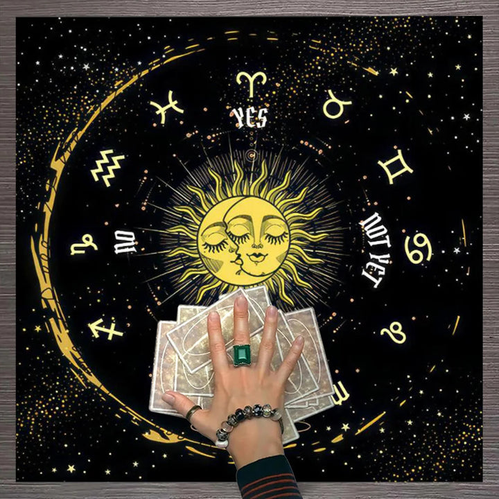 Nappe de tarot du zodiaque Olivenorma avec soleil étoilé et lune 