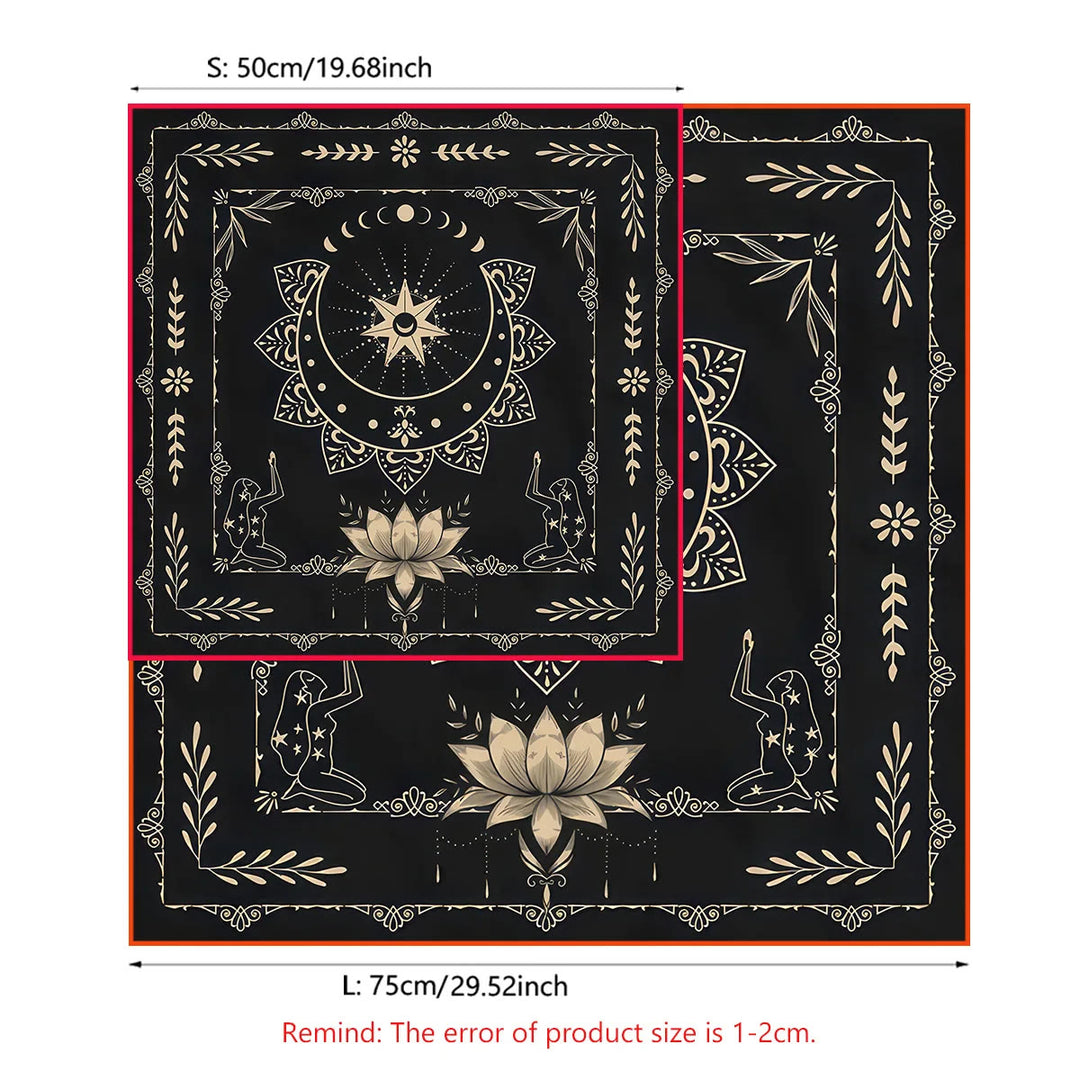 Nappe de tarot en tissu d'autel avec phases de lune dorées Olivenorma 