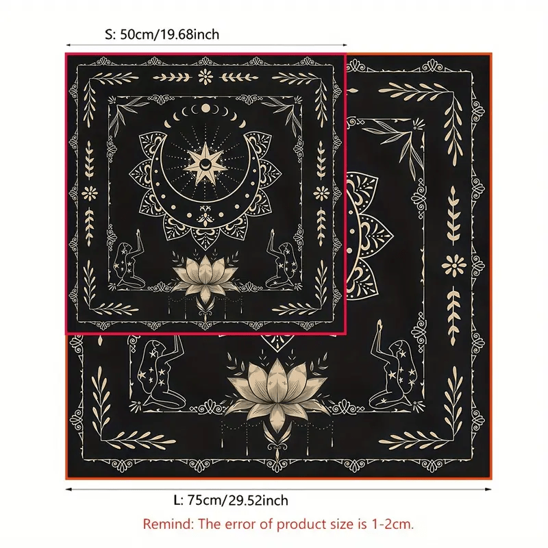 Nappe de tarot divinatoire mystique avec phases de lune et signe du lotus Olivenorma 