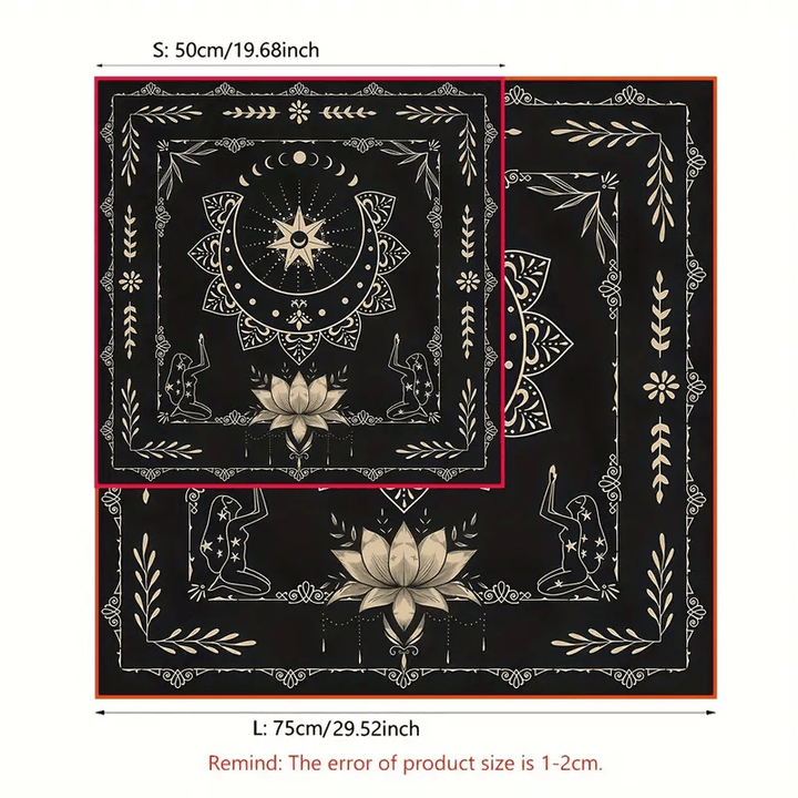 Nappe de tarot divinatoire mystique avec phases de lune et signe du lotus Olivenorma 