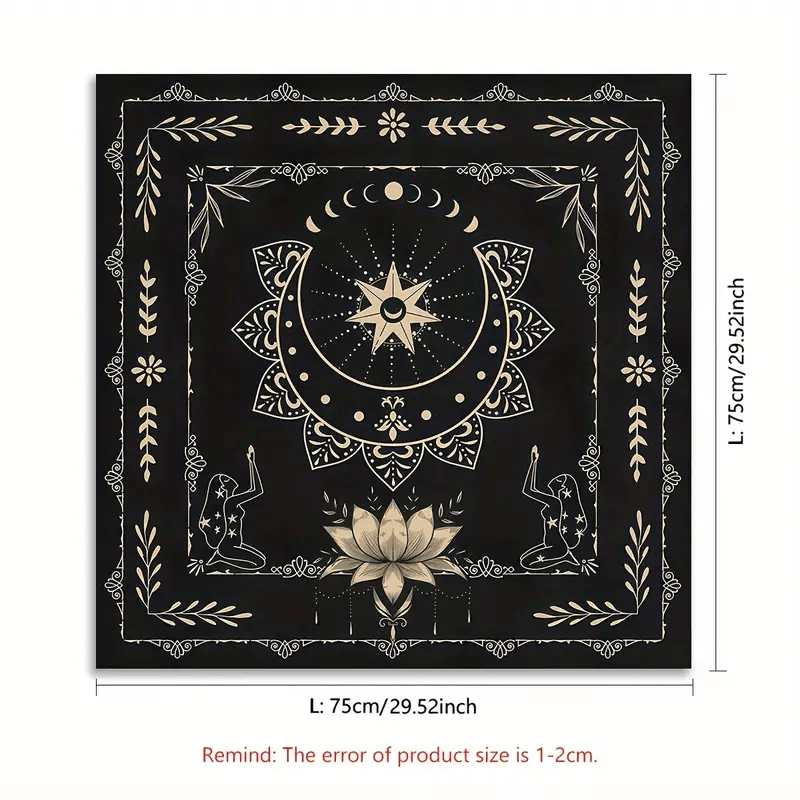 Nappe de tarot divinatoire mystique avec phases de lune et signe du lotus Olivenorma 