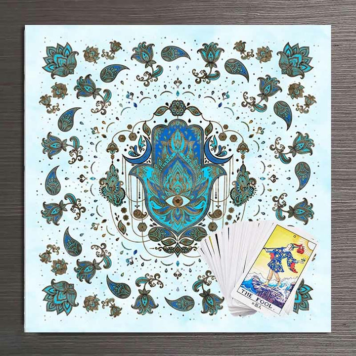 Nappe de tarot astrologique de sorcellerie de main de Hamsa Olivenorma 