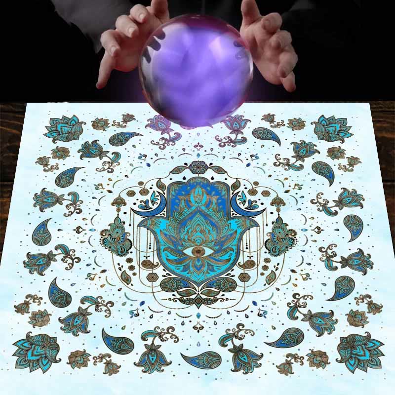 Nappe de tarot astrologique de sorcellerie de main de Hamsa Olivenorma 