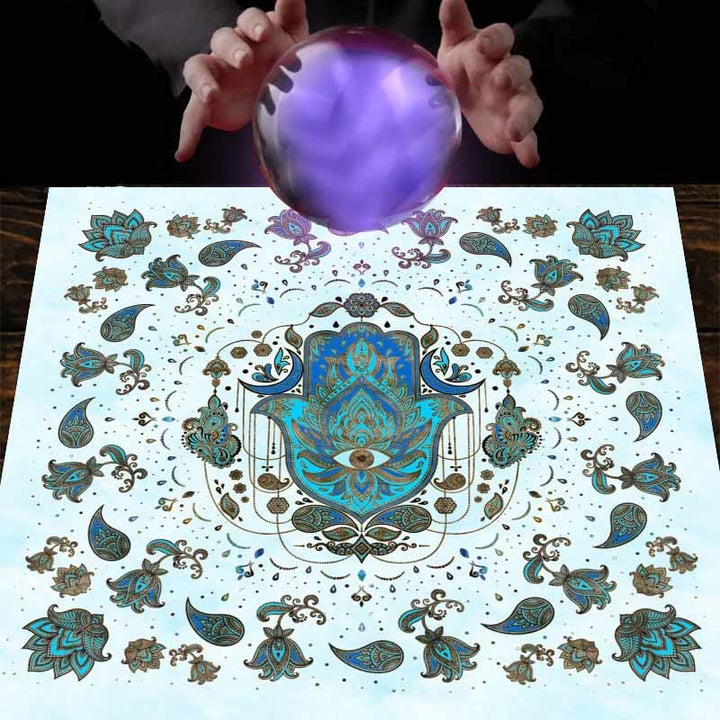 Nappe de tarot astrologique de sorcellerie de main de Hamsa Olivenorma 